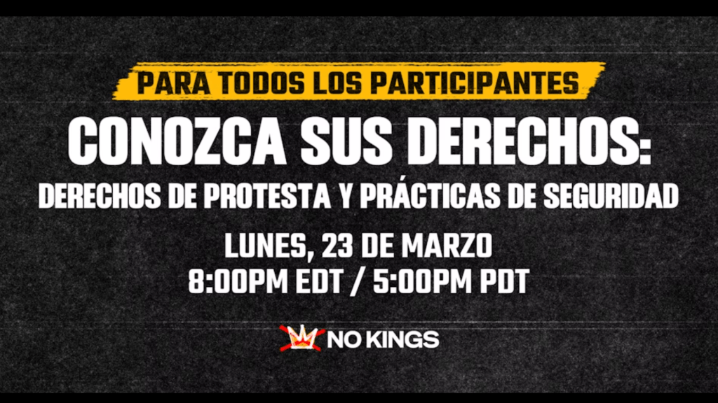Conozca sus derechos: Derechos de protesta y prácticas de seguridad (para todos los participantes)