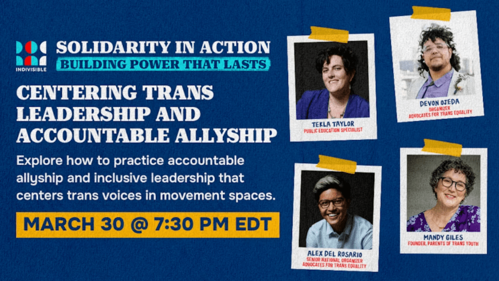 Short: Indivisible social media graphic. Full: a graphic with #00417b background. Contains 1 image(s).